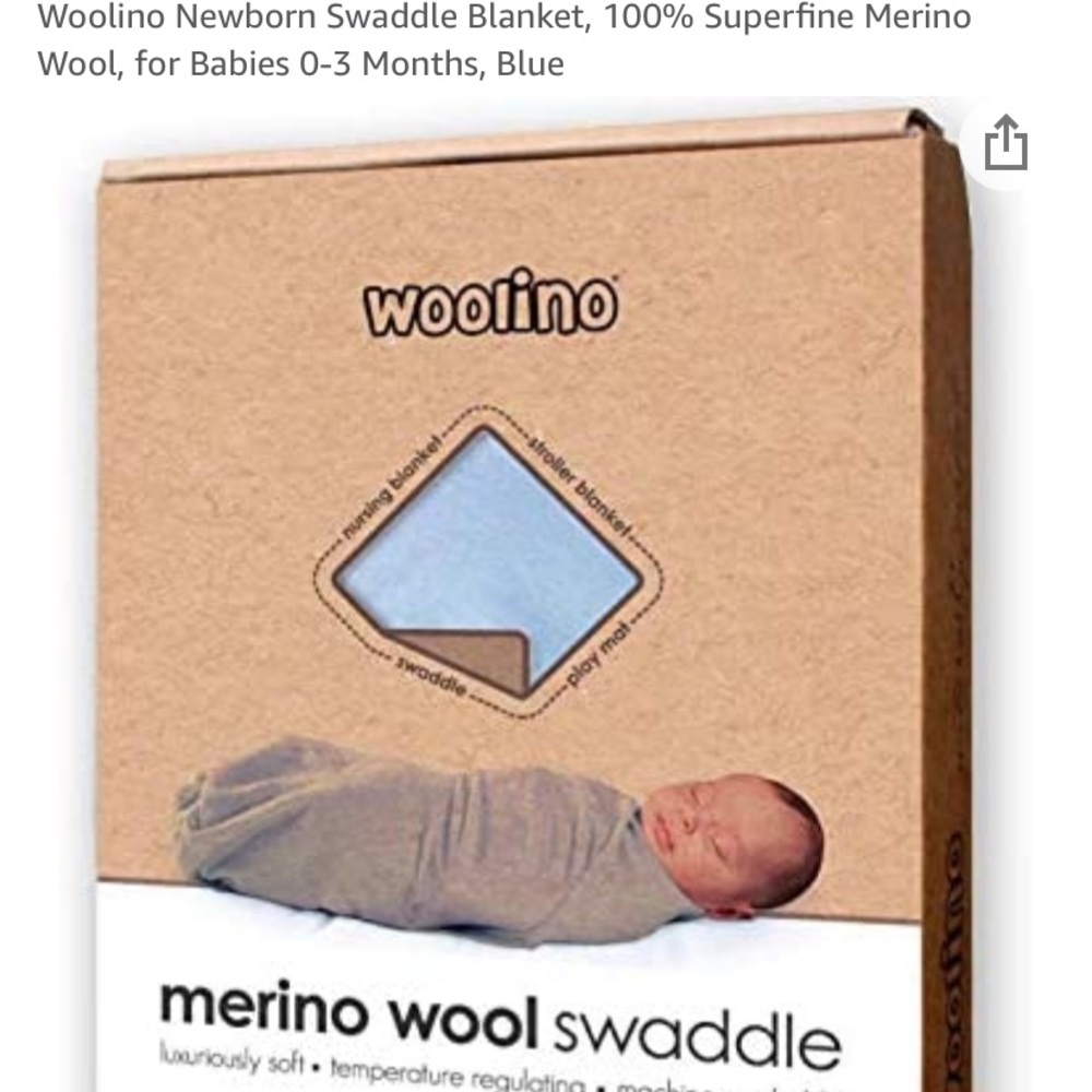 Woolino merino wool swaddle blue